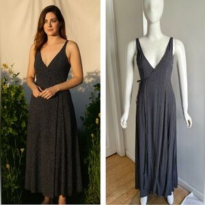 Christy Dawn Women’s Sarita Maxi Wrap Dress Blue Polka Dot Size Small Coastal